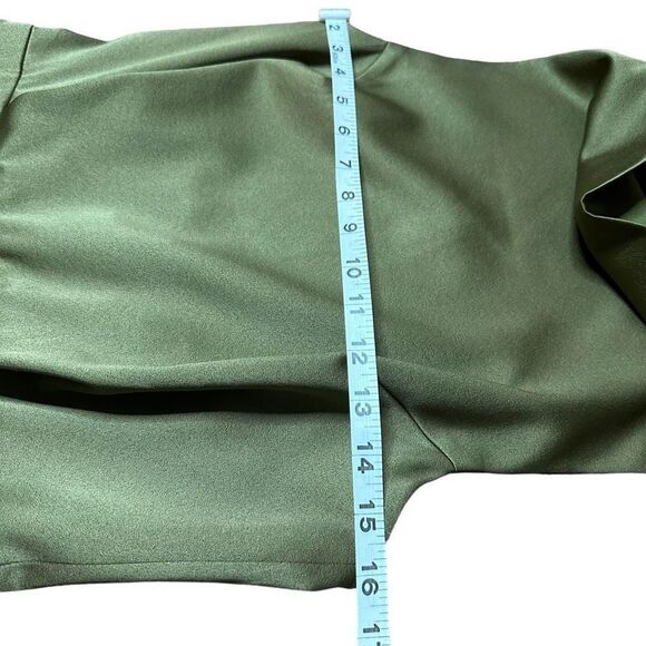 Elliatt Camo Satin Asymmetrical Dress Khaki Olive Green Medium - Picture 9 of 12